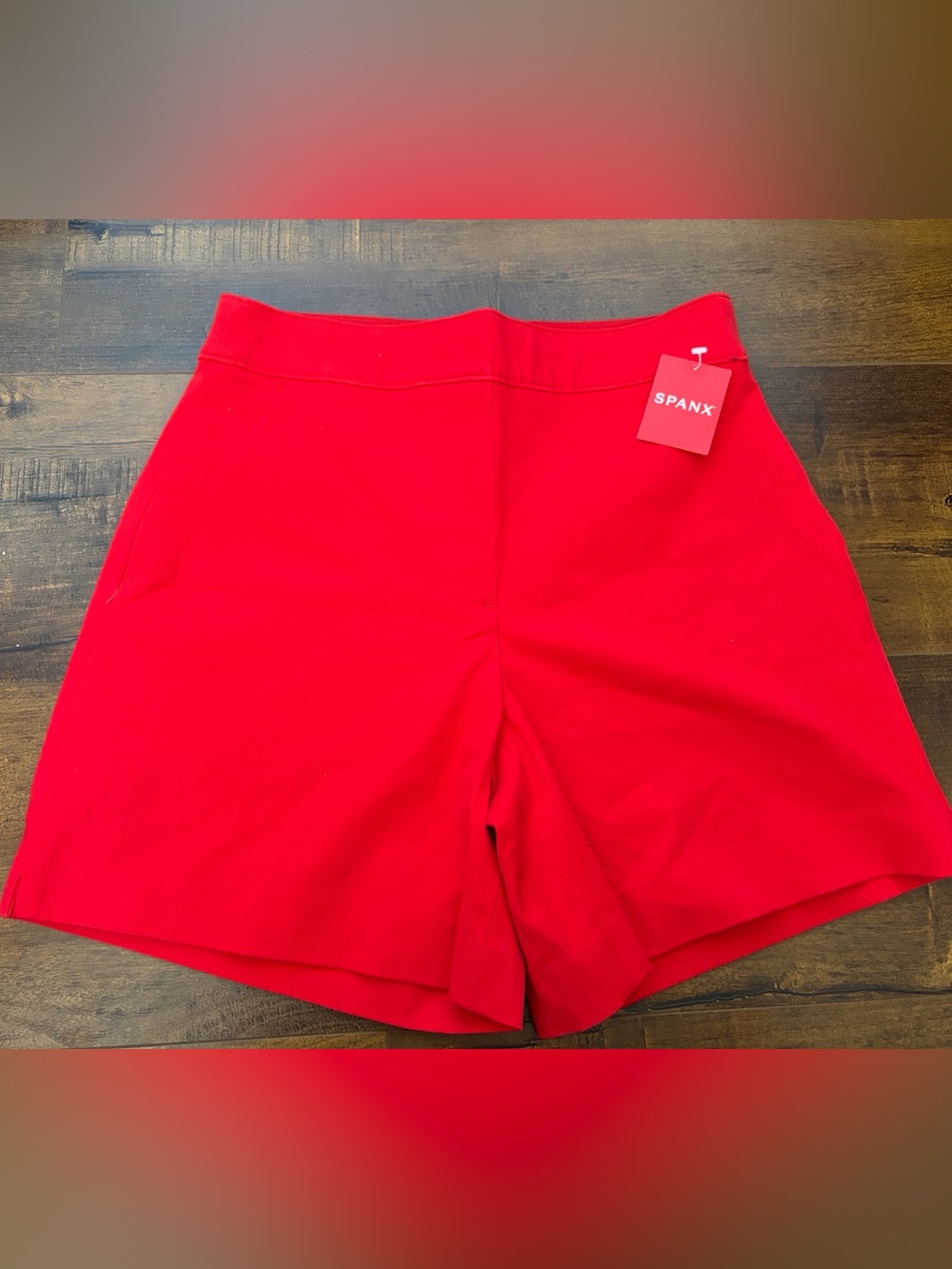 SPANX Red High-Waist Stretch Shorts